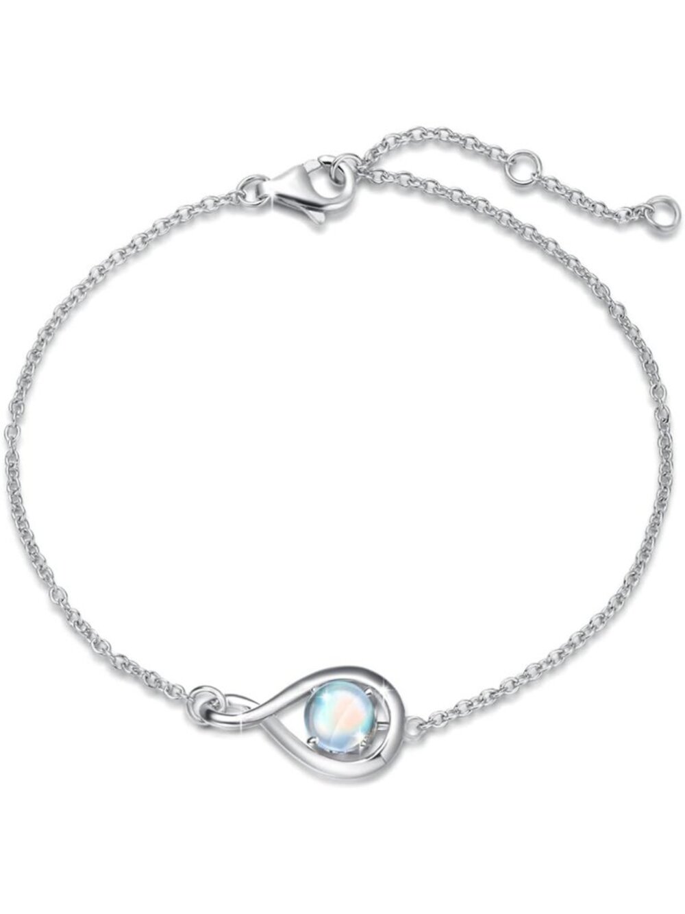 Sterling Silver Infinity Birthstone Bracelet for Women - Elegant Gift Idea